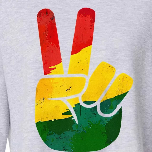 Peace Hand Sign Juneteenth Day Black Pride Cropped Pullover Crew