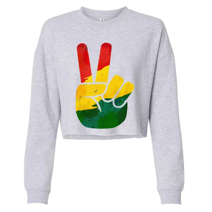 Peace Hand Sign Juneteenth Day Black Pride Cropped Pullover Crew