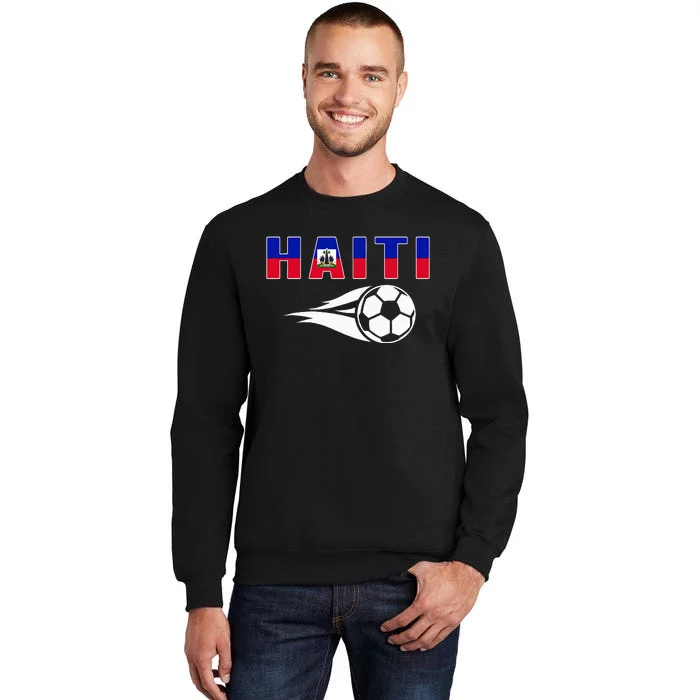 Proud Haiti Soccer Fans Jersey Haitian Flag Football Lovers Tall Sweatshirt