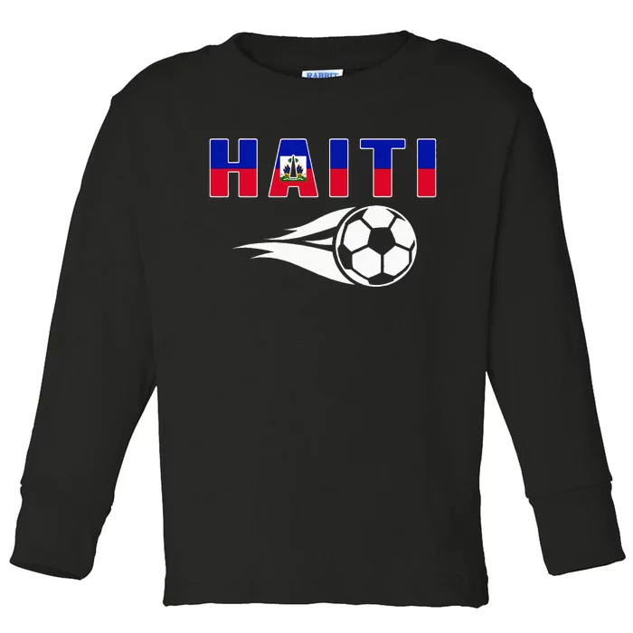 Proud Haiti Soccer Fans Jersey Haitian Flag Football Lovers Toddler Long Sleeve Shirt