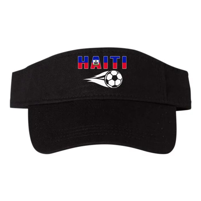 Proud Haiti Soccer Fans Jersey Haitian Flag Football Lovers Valucap Bio-Washed Visor