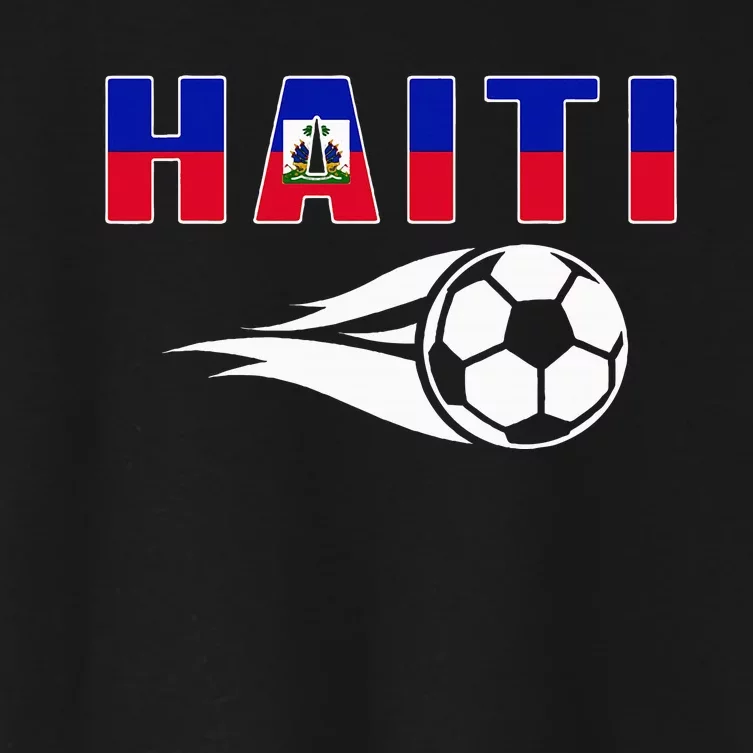 Proud Haiti Soccer Fans Jersey Haitian Flag Football Lovers Women's Crop Top Tee