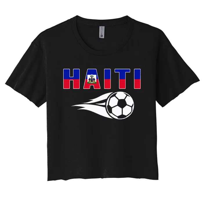 Proud Haiti Soccer Fans Jersey Haitian Flag Football Lovers Women's Crop Top Tee