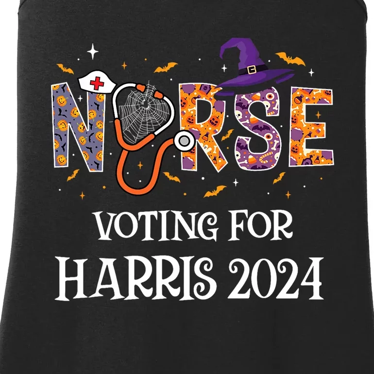 Political Halloween Spooky Nurse Voting For Harris 2024 Ladies Essential Tank