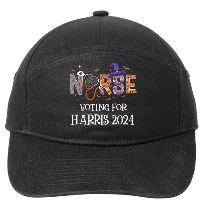 Political Halloween Spooky Nurse Voting For Harris 2024 7-Panel Snapback Hat