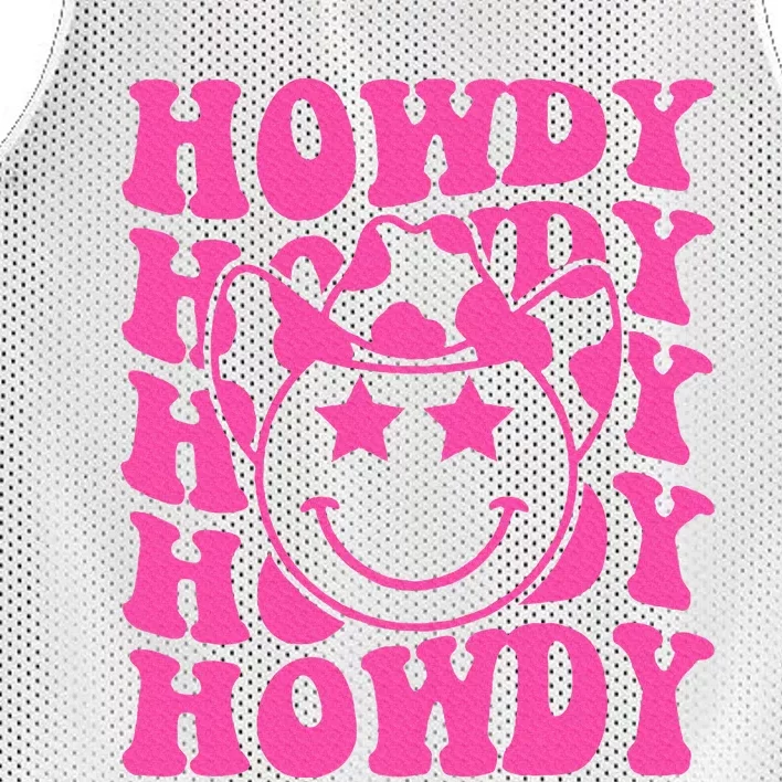 Pink Howdy Smile Face Rodeo Western Country Southern Cowgirl Mesh Reversible Basketball Jersey Tank