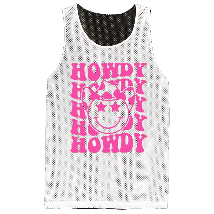 Pink Howdy Smile Face Rodeo Western Country Southern Cowgirl Mesh Reversible Basketball Jersey Tank