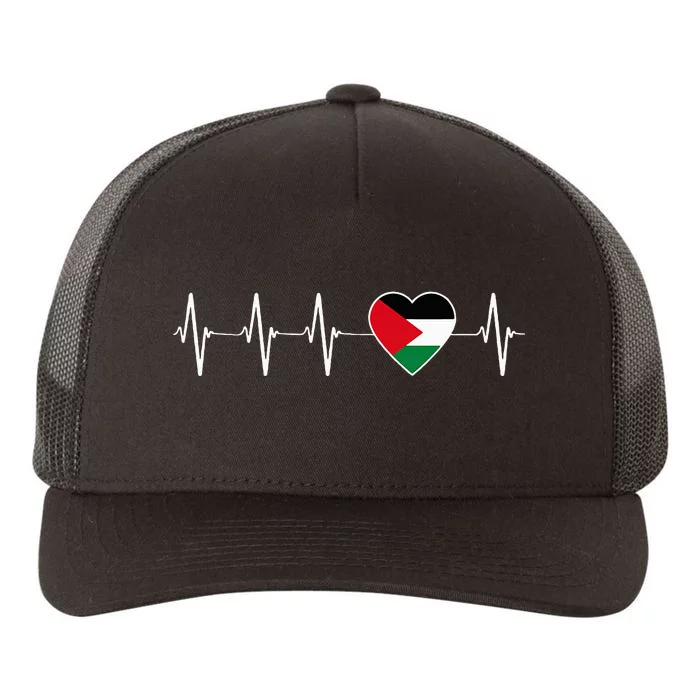 Palestinian Heartbeat Support I Love Palestine Flag Gift Yupoong Adult 5-Panel Trucker Hat