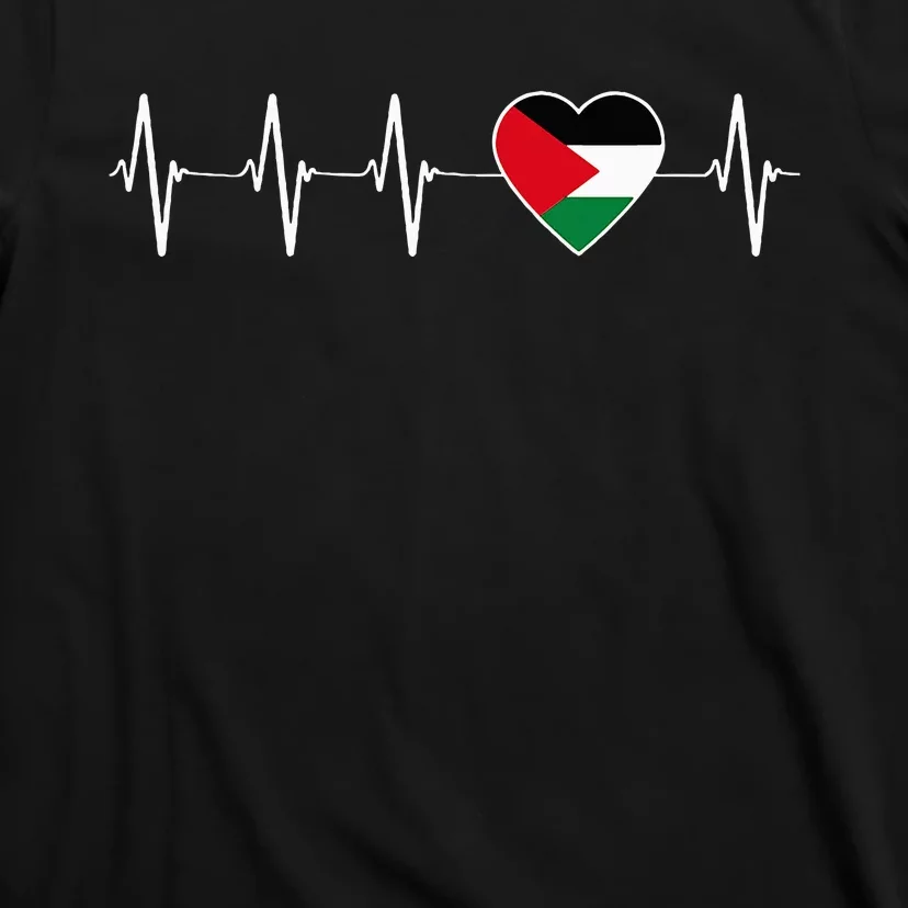 Palestinian Heartbeat Support I Love Palestine Flag Gift T-Shirt