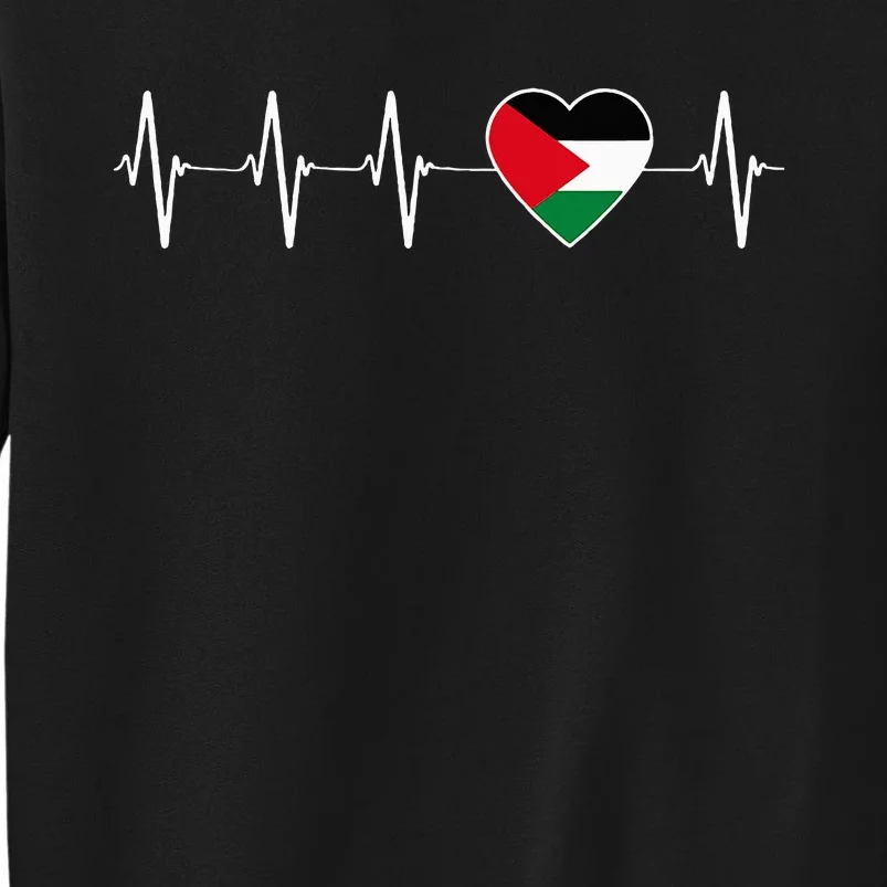 Palestinian Heartbeat Support I Love Palestine Flag Gift Tall Sweatshirt