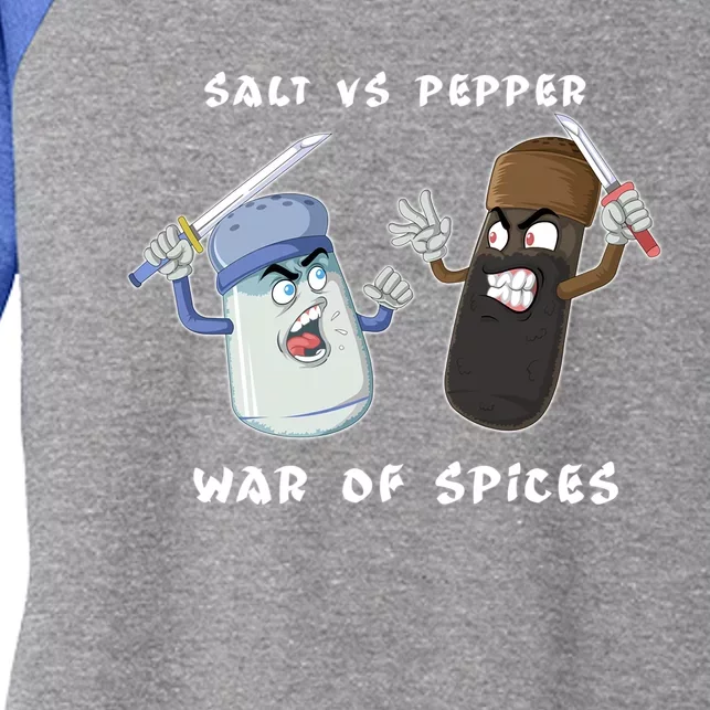 Pun Humor Salt Vs Pepper Deadly Weapon Cartoon Spices Salt Gift Women's Tri-Blend 3/4-Sleeve Raglan Shirt