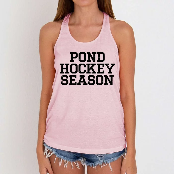 Pond Hockey Season Gift Women's Knotted Racerback Tank