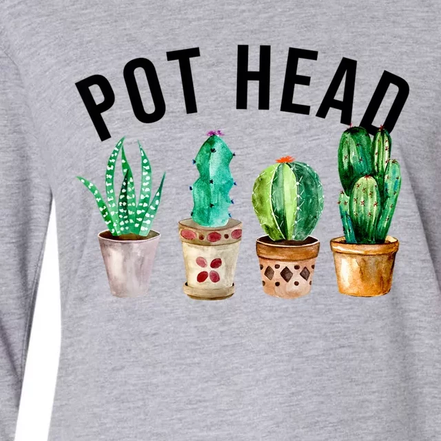 Pot Head Succulent Plant Lover Gift Funny Gardening Plant Womens Cotton Relaxed Long Sleeve T-Shirt