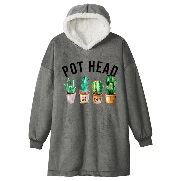 Pot Head Succulent Plant Lover Gift Funny Gardening Plant Hooded Wearable Blanket