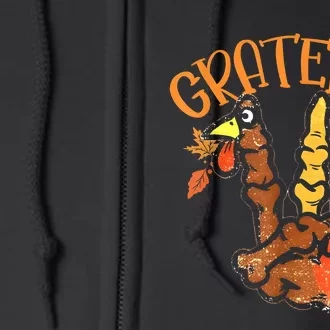 Peace Hand Sign Grateful Turkey Thanksgiving Full Zip Hoodie