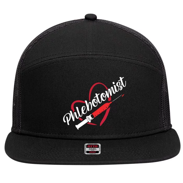 Phlebotomist Heart Syringe Veins Phlebotomy Technician 7 Panel Mesh Trucker Snapback Hat