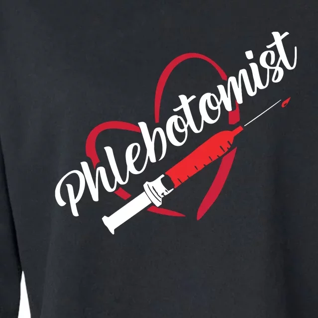 Phlebotomist Heart Syringe Veins Phlebotomy Technician Cropped Pullover Crew