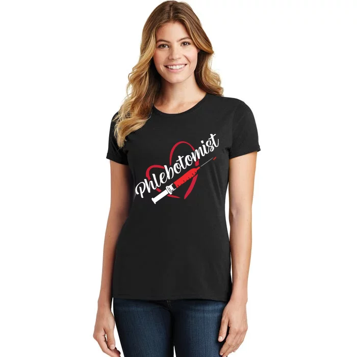 Phlebotomist Heart Syringe Veins Phlebotomy Technician Women's T-Shirt