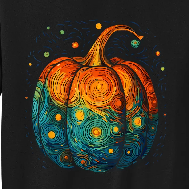 Pumpkin Halloween Starry Night Van Gogh Aesthetic Painting Sweatshirt