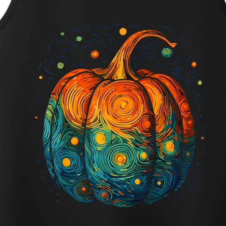 Pumpkin Halloween Starry Night Van Gogh Aesthetic Painting Performance Tank