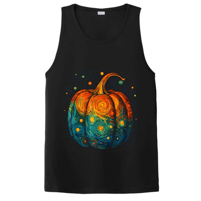 Pumpkin Halloween Starry Night Van Gogh Aesthetic Painting Performance Tank