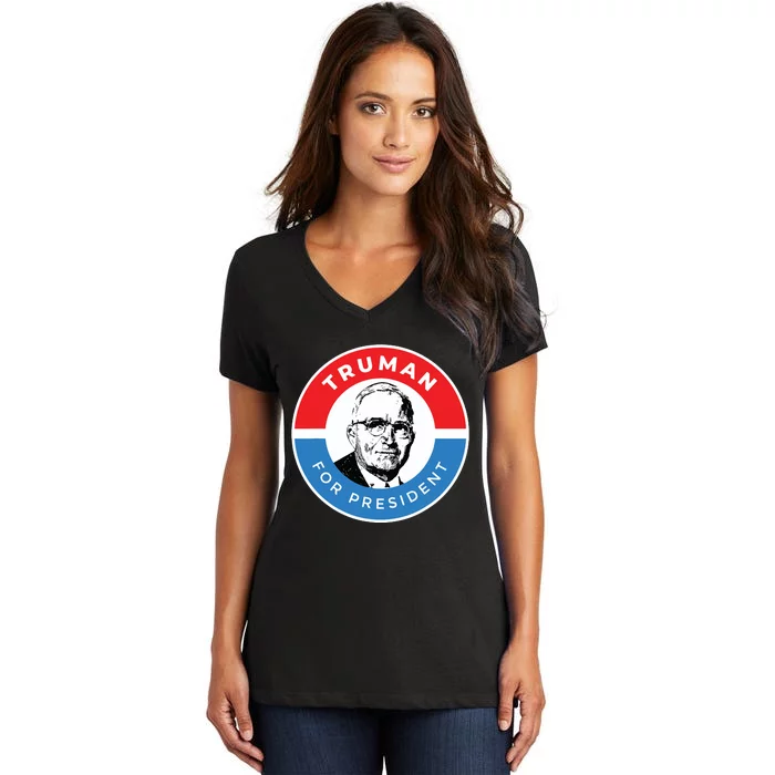 President Harry S Truman Independence Missouri Women's V-Neck T-Shirt