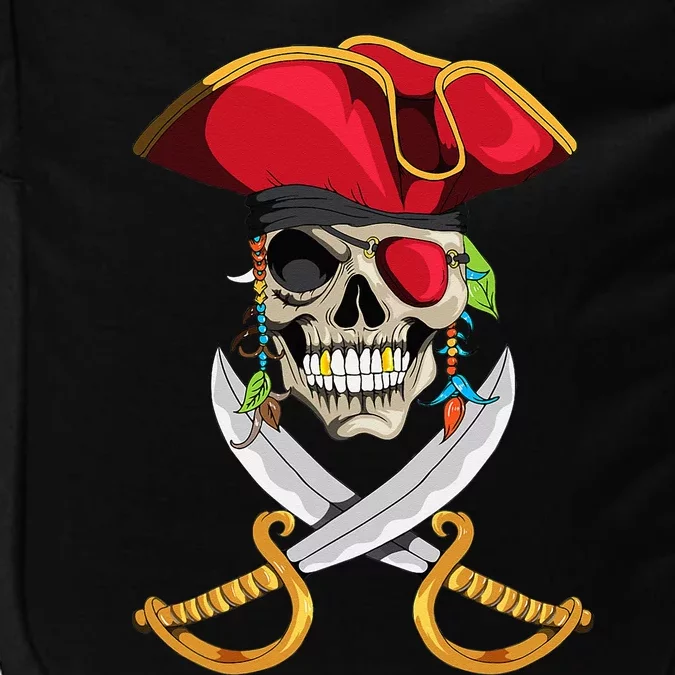 Pirate Head Skull With Pirate Hat Crossed Sword Impact Tech Backpack