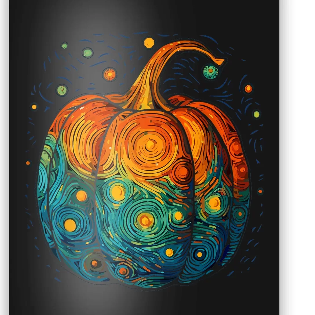 Pumpkin Halloween Starry Night Van Gogh Aesthetic Painting Poster