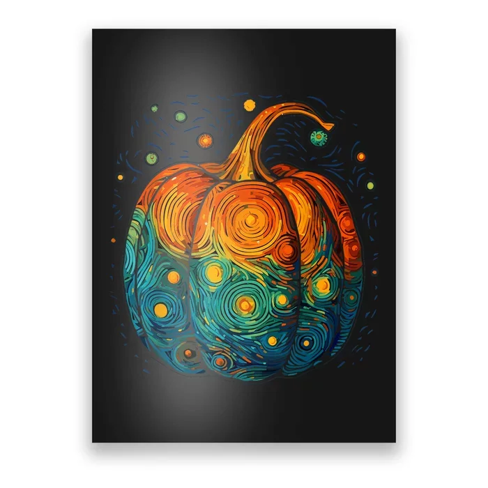 Pumpkin Halloween Starry Night Van Gogh Aesthetic Painting Poster