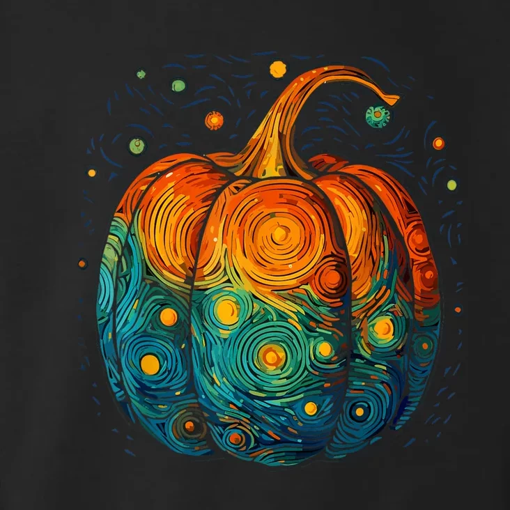 Pumpkin Halloween Starry Night Van Gogh Aesthetic Painting Toddler Hoodie