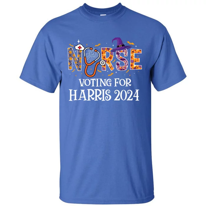 Political Halloween Spooky Nurse Voting For Harris 2024 Tall T-Shirt