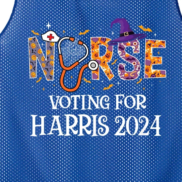 Political Halloween Spooky Nurse Voting For Harris 2024 Mesh Reversible Basketball Jersey Tank