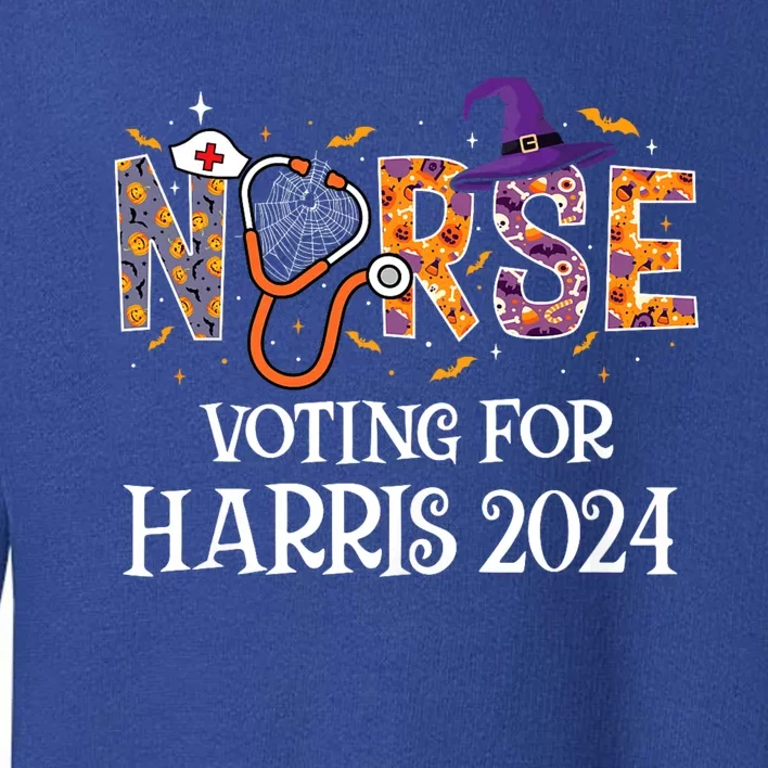 Political Halloween Spooky Nurse Voting For Harris 2024 Toddler Sweatshirt