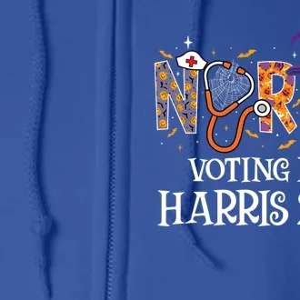 Political Halloween Spooky Nurse Voting For Harris 2024 Full Zip Hoodie