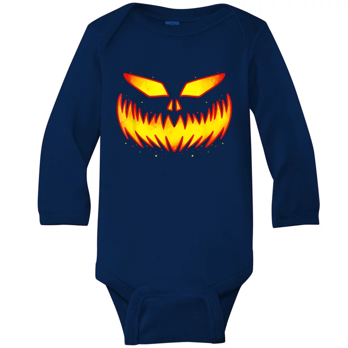 Pumpkin Halloween Shirts For Jack O Lantern Face Baby Long Sleeve Bodysuit