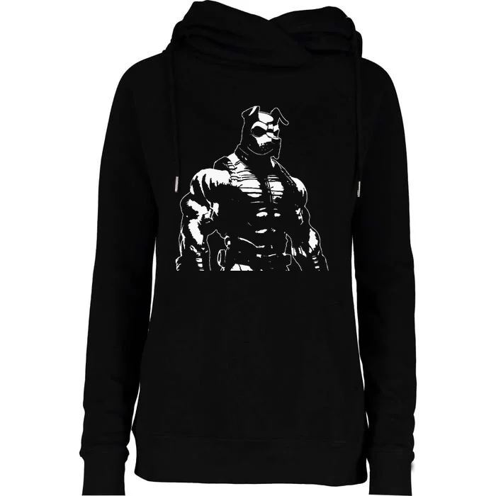 Pup Heroes Series Bulldog V 2 Bw Womens Funnel Neck Pullover Hood