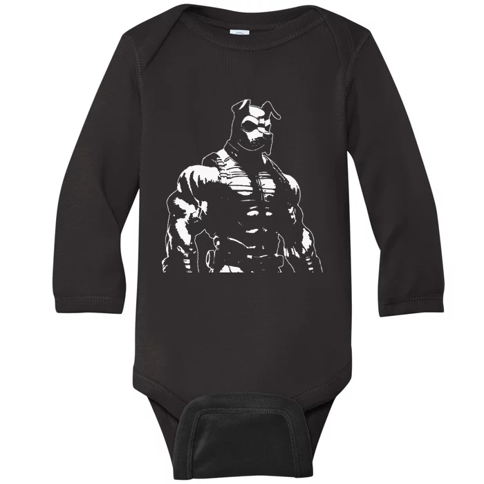 Pup Heroes Series Bulldog V 2 Bw Baby Long Sleeve Bodysuit