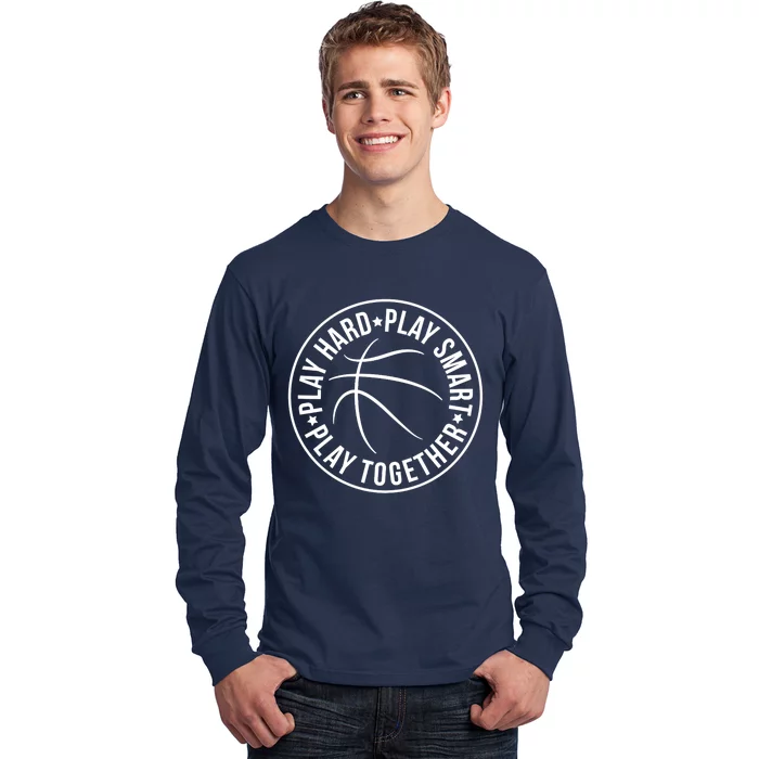 Play Hard Smart Together Basketball Team Motto Logo Premium Long Sleeve Shirt