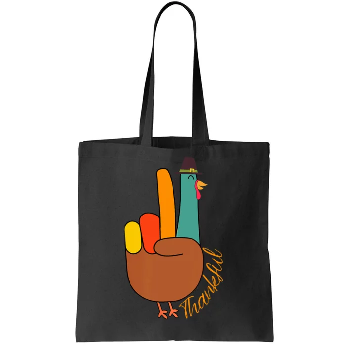 Peace Hand Sign Thankful Turkey Thanksgiving Tote Bag