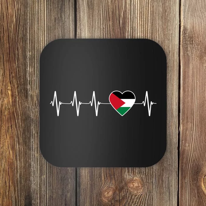 Palestinian Heartbeat Support I Love Palestine Flag Gift Coaster