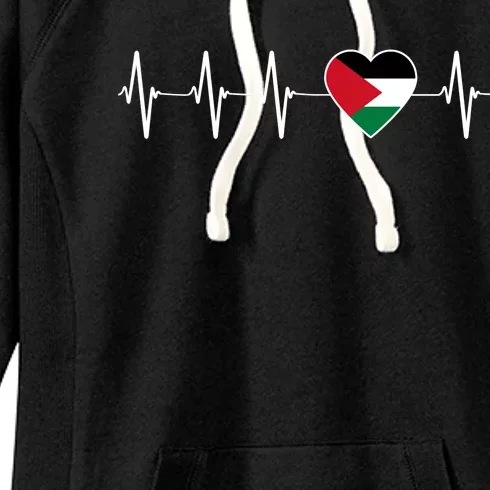 Palestinian Heartbeat Support I Love Palestine Flag Gift Women's Fleece Hoodie