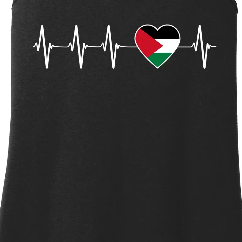 Palestinian Heartbeat Support I Love Palestine Flag Gift Ladies Essential Tank