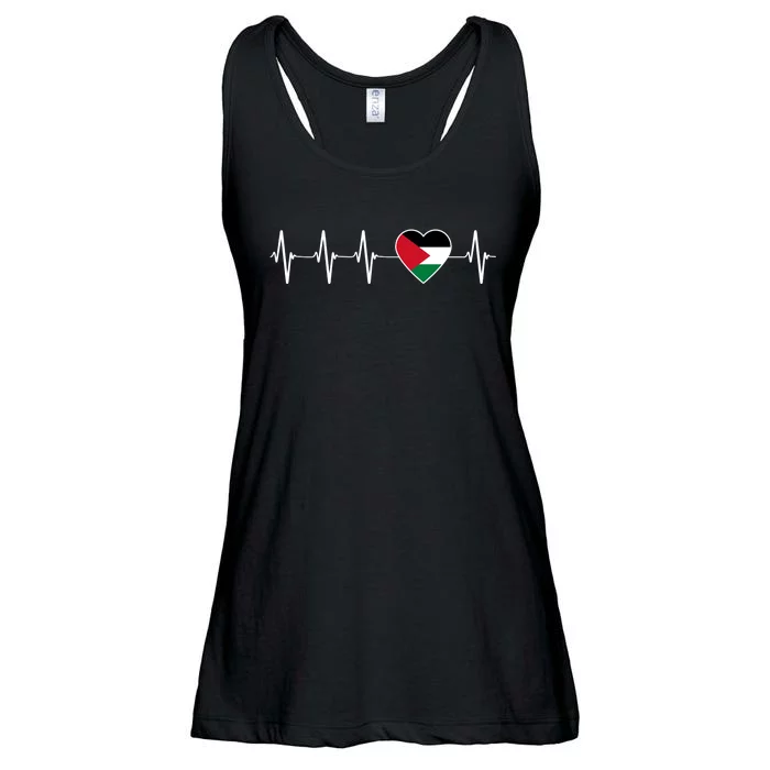 Palestinian Heartbeat Support I Love Palestine Flag Gift Ladies Essential Flowy Tank