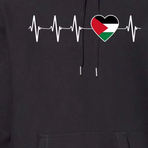 Palestinian Heartbeat Support I Love Palestine Flag Gift Premium Hoodie