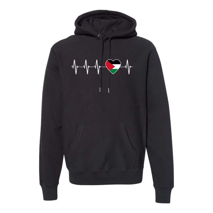 Palestinian Heartbeat Support I Love Palestine Flag Gift Premium Hoodie