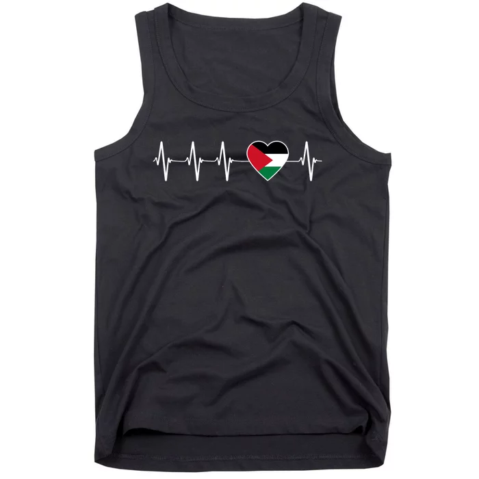 Palestinian Heartbeat Support I Love Palestine Flag Gift Tank Top