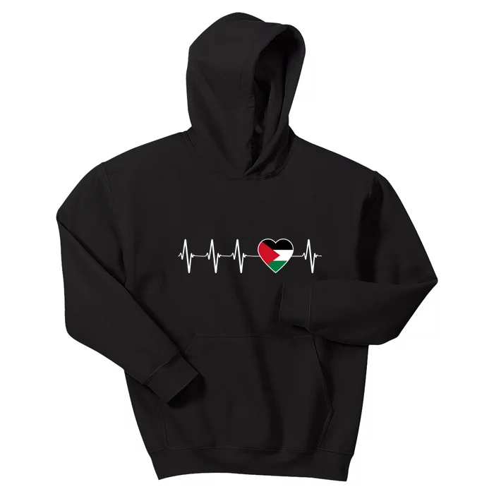 Palestinian Heartbeat Support I Love Palestine Flag Gift Kids Hoodie