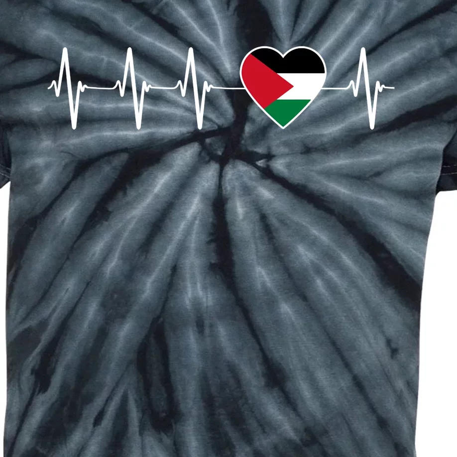 Palestinian Heartbeat Support I Love Palestine Flag Gift Kids Tie-Dye T-Shirt