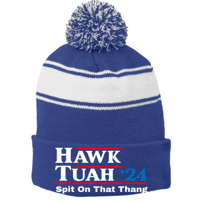 Parody Hawk Tush Spit On That Thing Gift Stripe Pom Pom Beanie