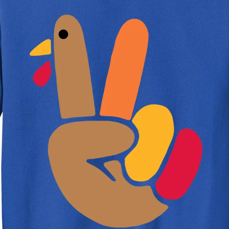 Peace Hand Turkey Design For Ugly Thanksgiving Sweater Idea Gift Tall Sweatshirt